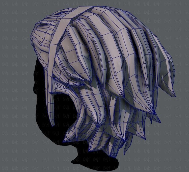 3D Hair style for boy V39 Low-poly 3D model_30