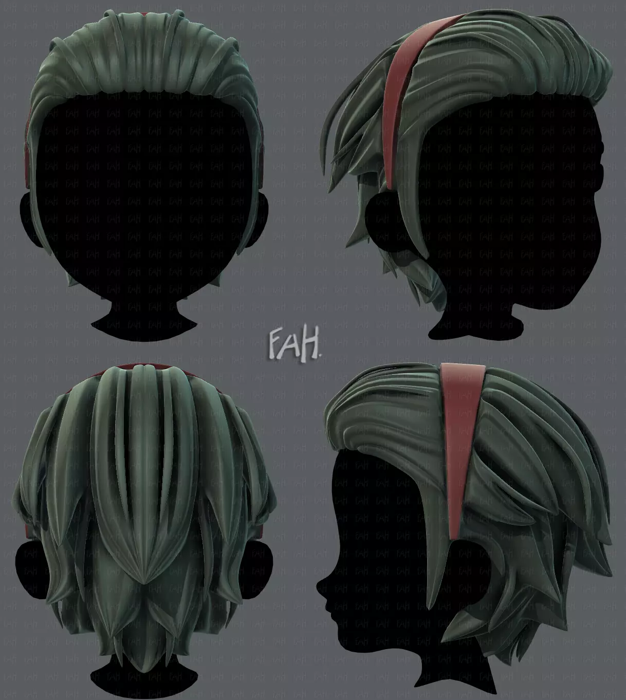 3D Hair style for boy V39 Low-poly 3D model_0