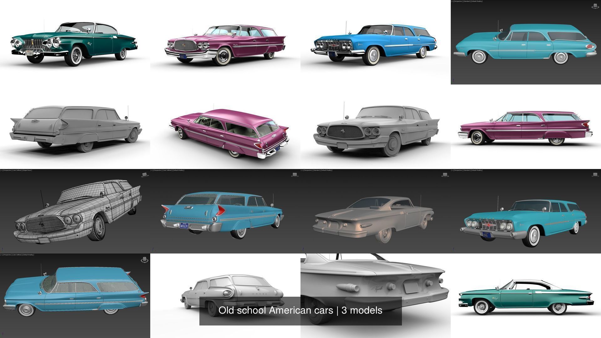 Old school American cars 3D Model Collection_2