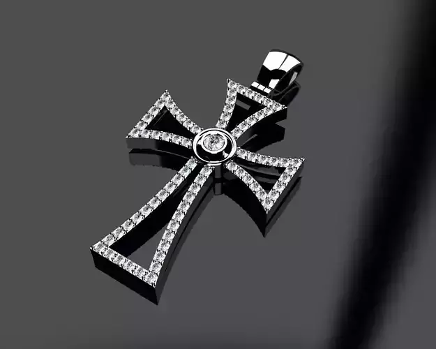 Cross pendant with diamonds