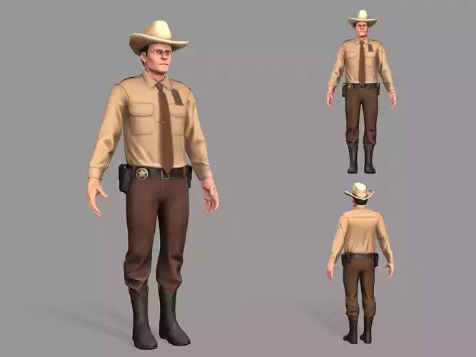 Policeman Sheriff Low-poly 3D model