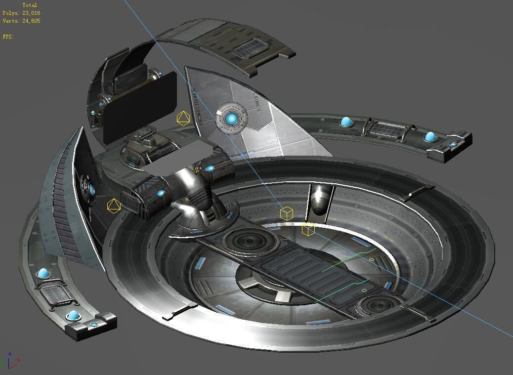 Battleship-console futuristic spaceship 3D model_1
