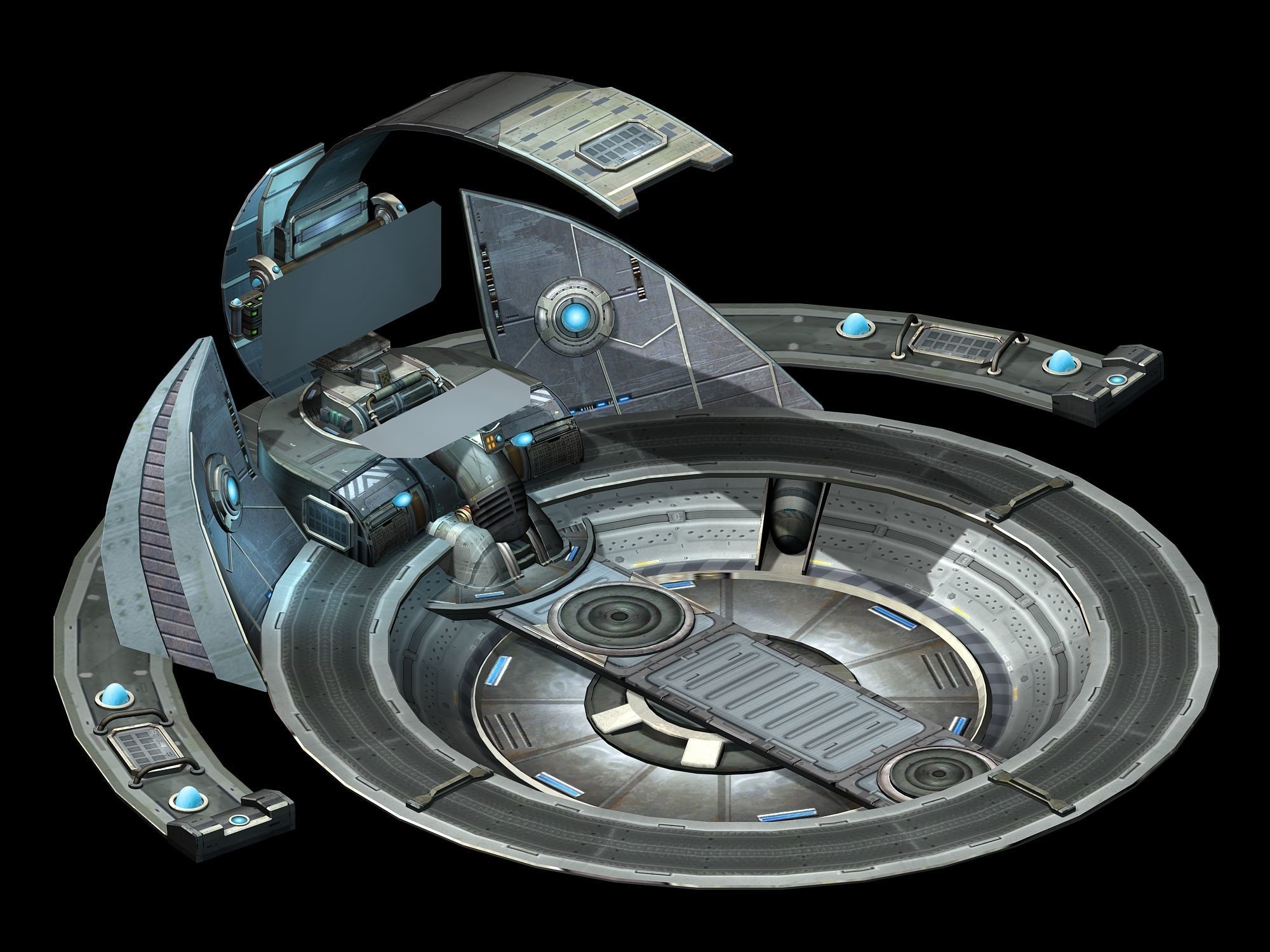 Battleship-console futuristic spaceship 3D model_3