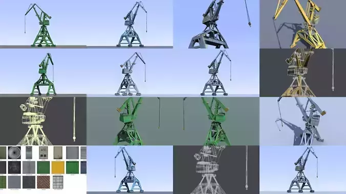 Realistic industrial port cranes pack - 4 diffrent schemes