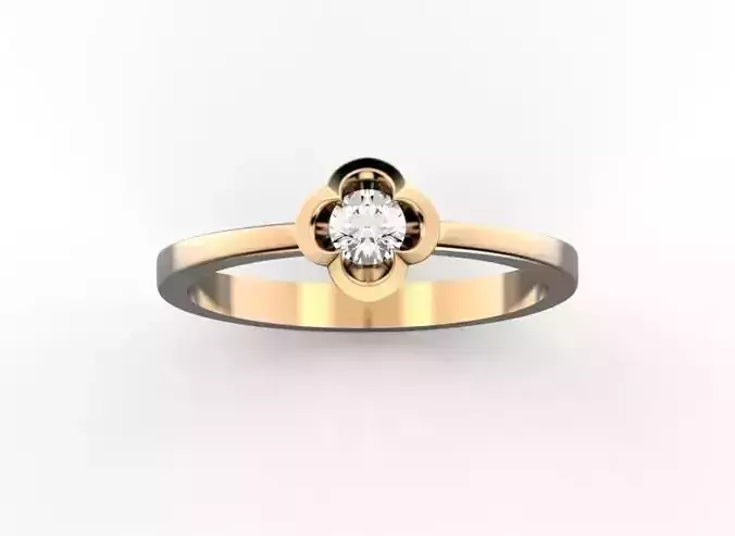 Engagement ring with diaond 3D print model