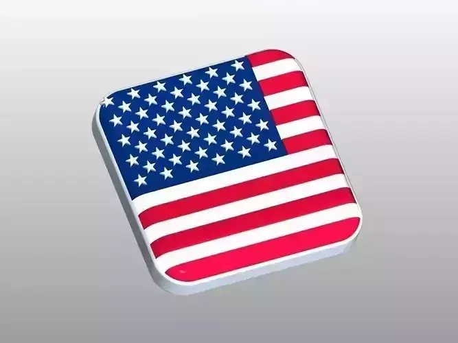 Flag of USA Button Shape 3D print model