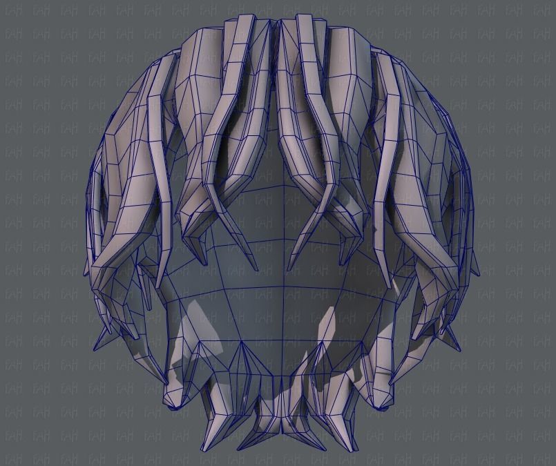 3D Hair style for boy V40 Low-poly 3D model_40