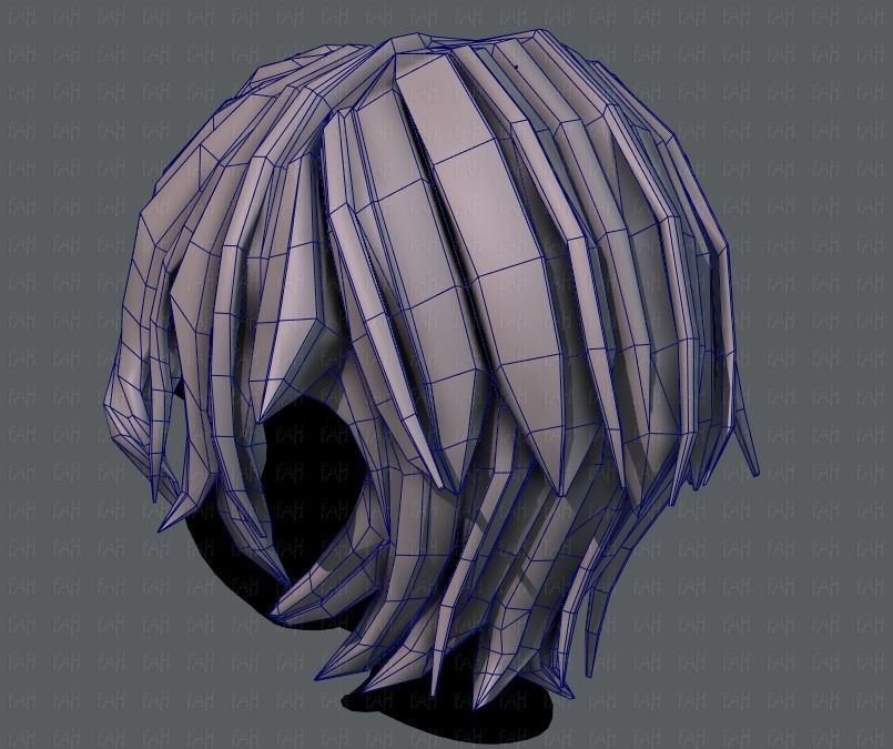 3D Hair style for boy V40 Low-poly 3D model_30