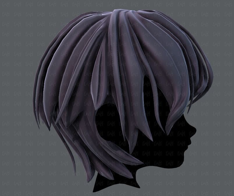 3D Hair style for boy V40 Low-poly 3D model_3