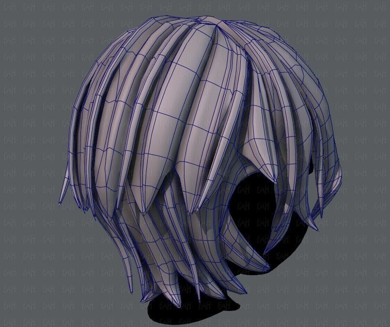 3D Hair style for boy V40 Low-poly 3D model_12