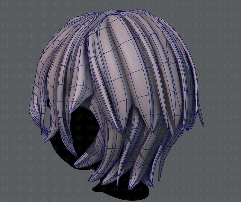 3D Hair style for boy V40 Low-poly 3D model_14