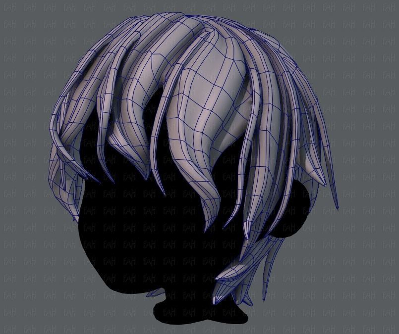 3D Hair style for boy V40 Low-poly 3D model_16