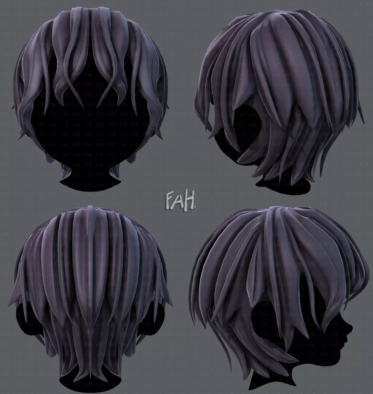 3D Hair style for boy V40 Low-poly 3D model_0