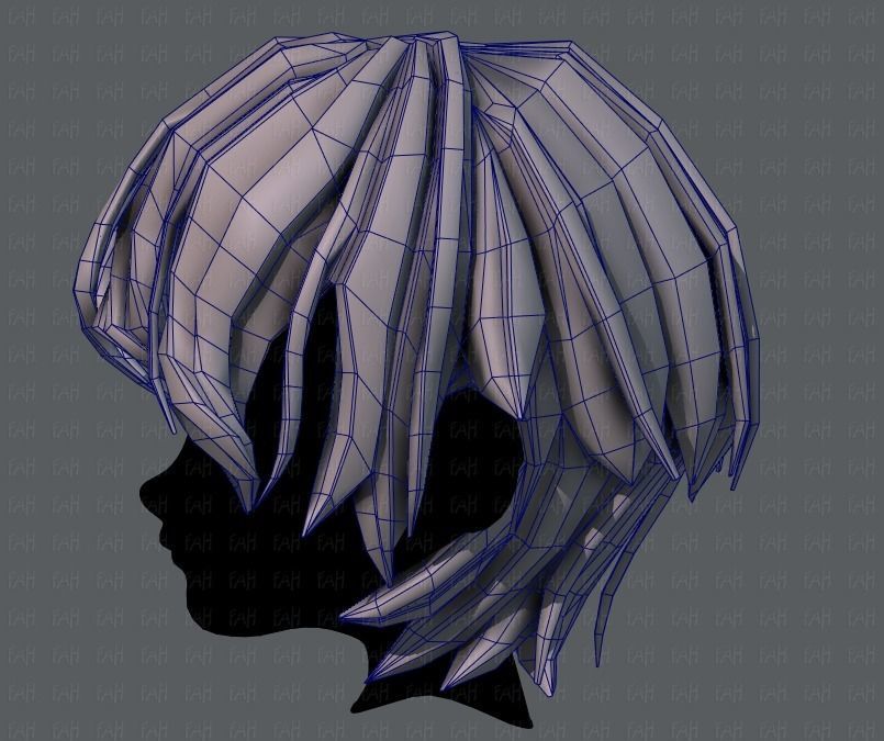 3D Hair style for boy V40 Low-poly 3D model_31