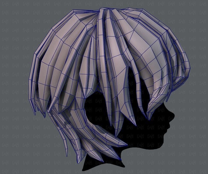 3D Hair style for boy V40 Low-poly 3D model_27