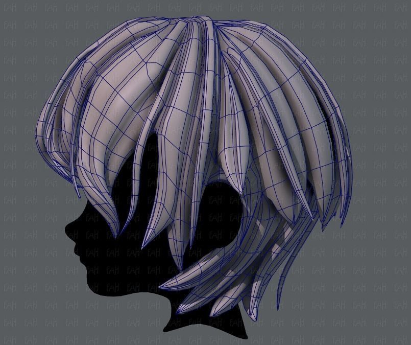3D Hair style for boy V40 Low-poly 3D model_15