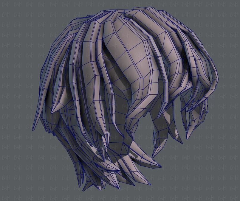 3D Hair style for boy V40 Low-poly 3D model_44