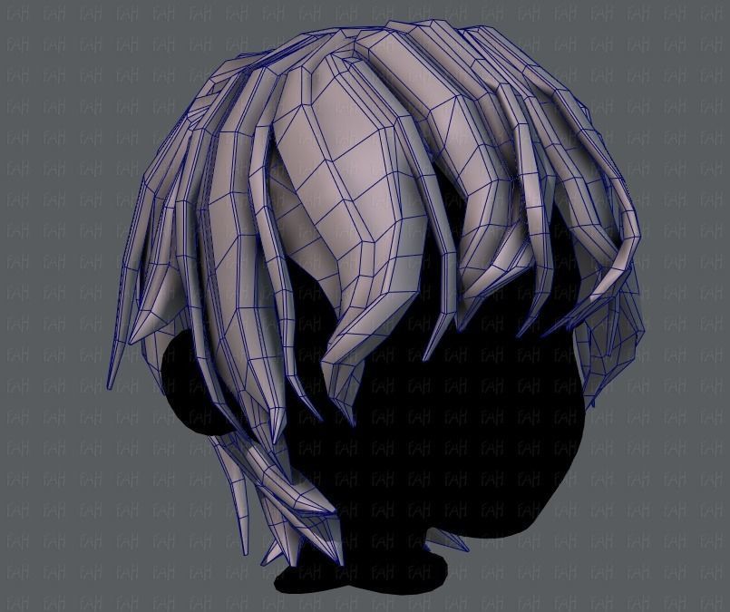 3D Hair style for boy V40 Low-poly 3D model_26