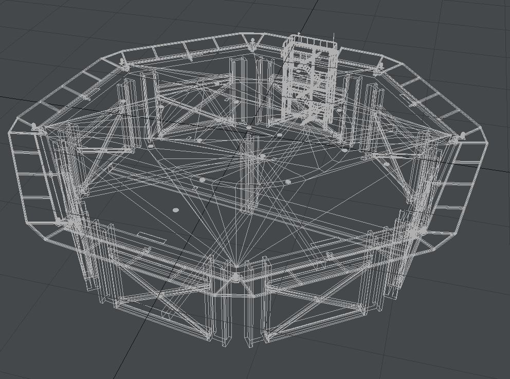 Helicopter industrial landing pad Orange - helipad - airfield  Low-poly 3D model_8