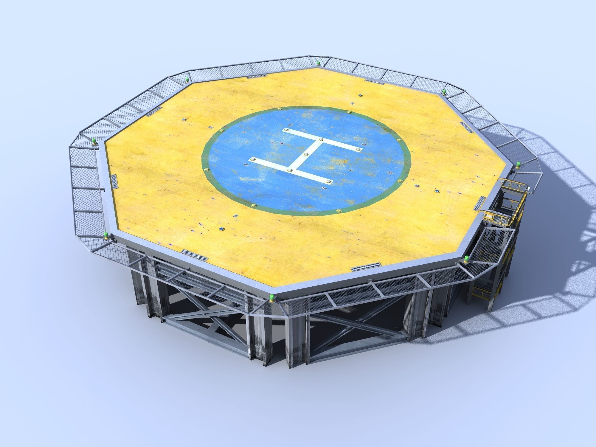 Helicopter industrial landing pad Orange - helipad - airfield  Low-poly 3D model_3