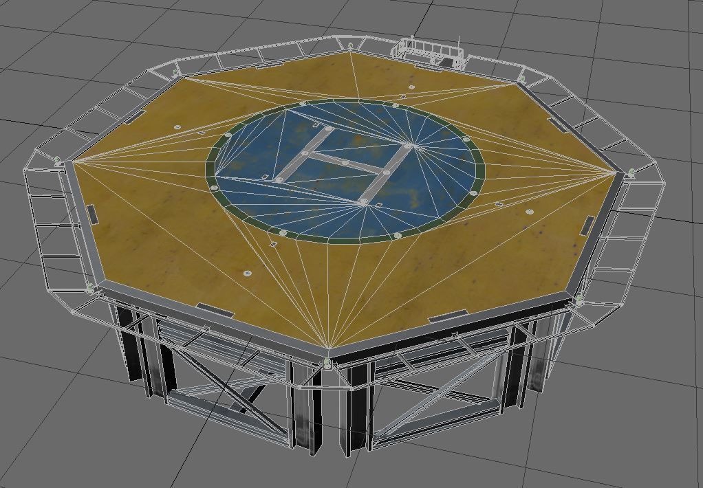 Helicopter industrial landing pad Orange - helipad - airfield  Low-poly 3D model_7