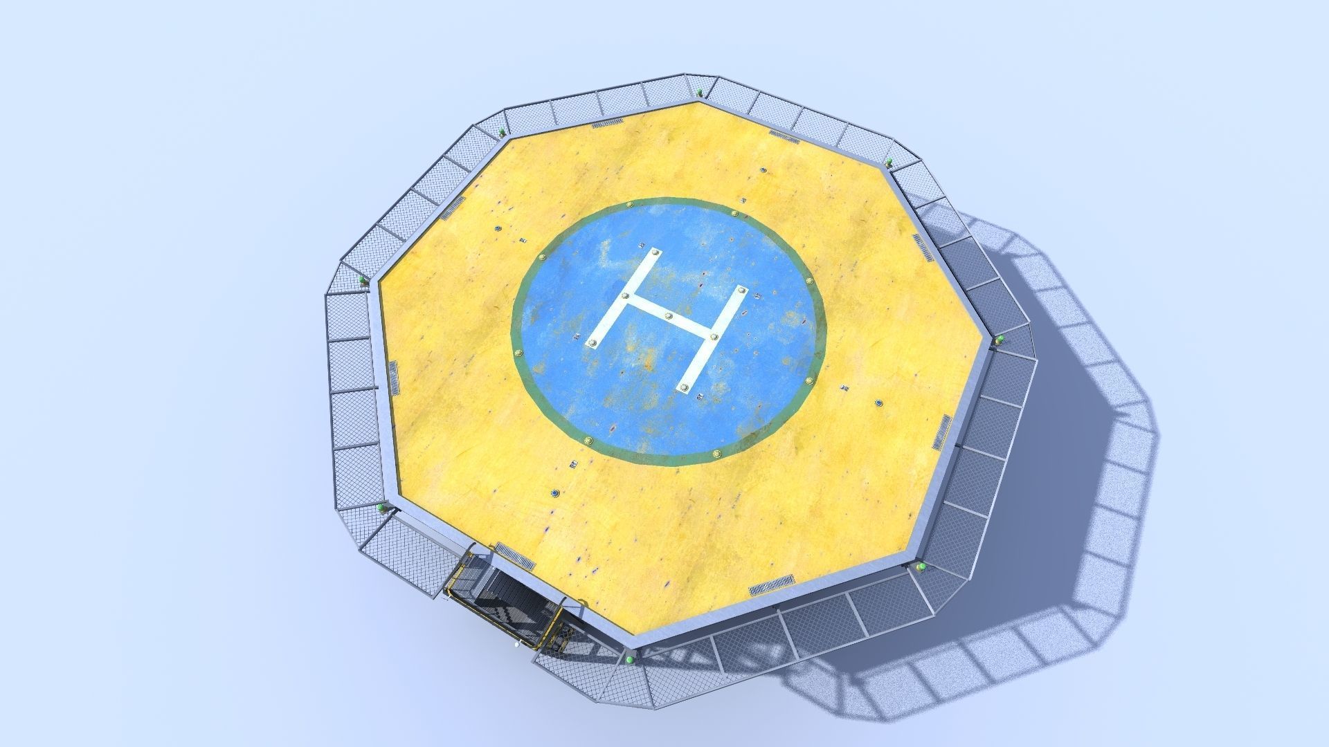 Helicopter industrial landing pad Orange - helipad - airfield  Low-poly 3D model_5