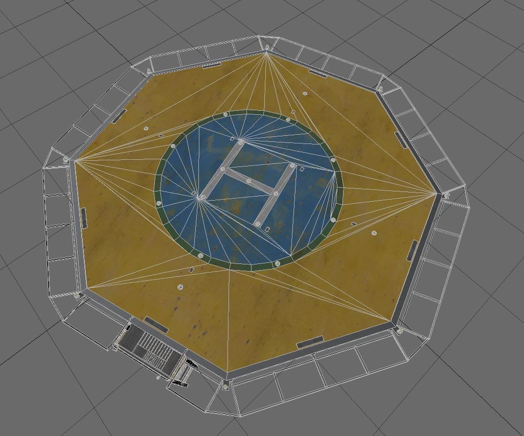 Helicopter industrial landing pad Orange - helipad - airfield  Low-poly 3D model_6