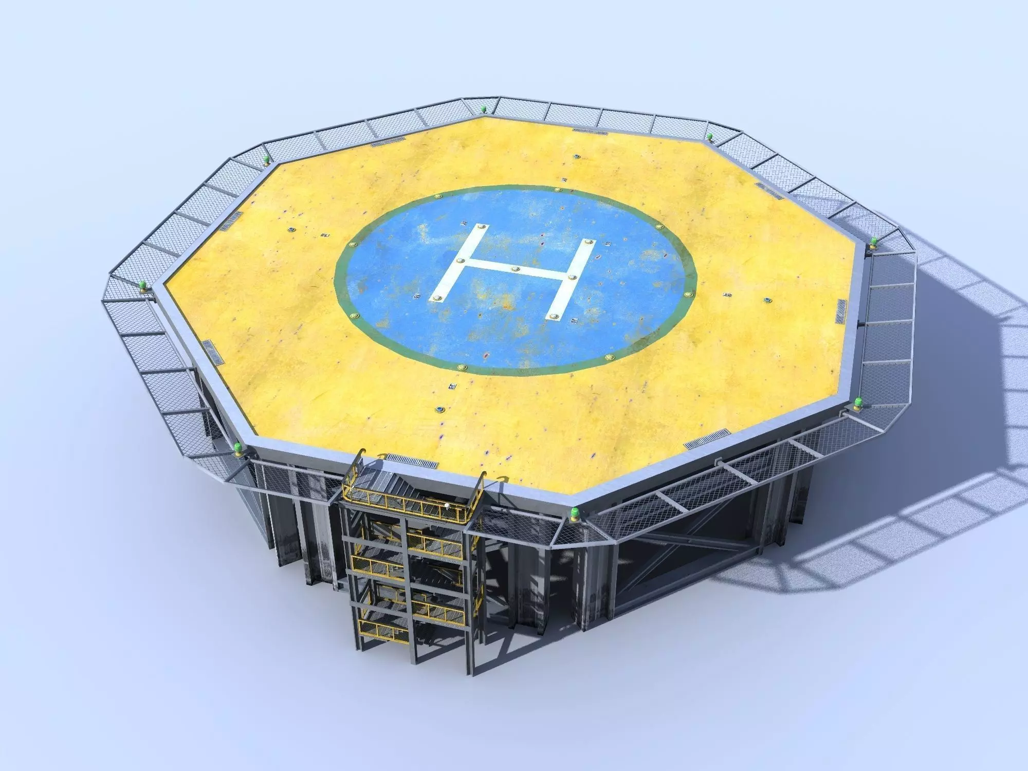 Helicopter industrial landing pad Orange - helipad - airfield  Low-poly 3D model_0