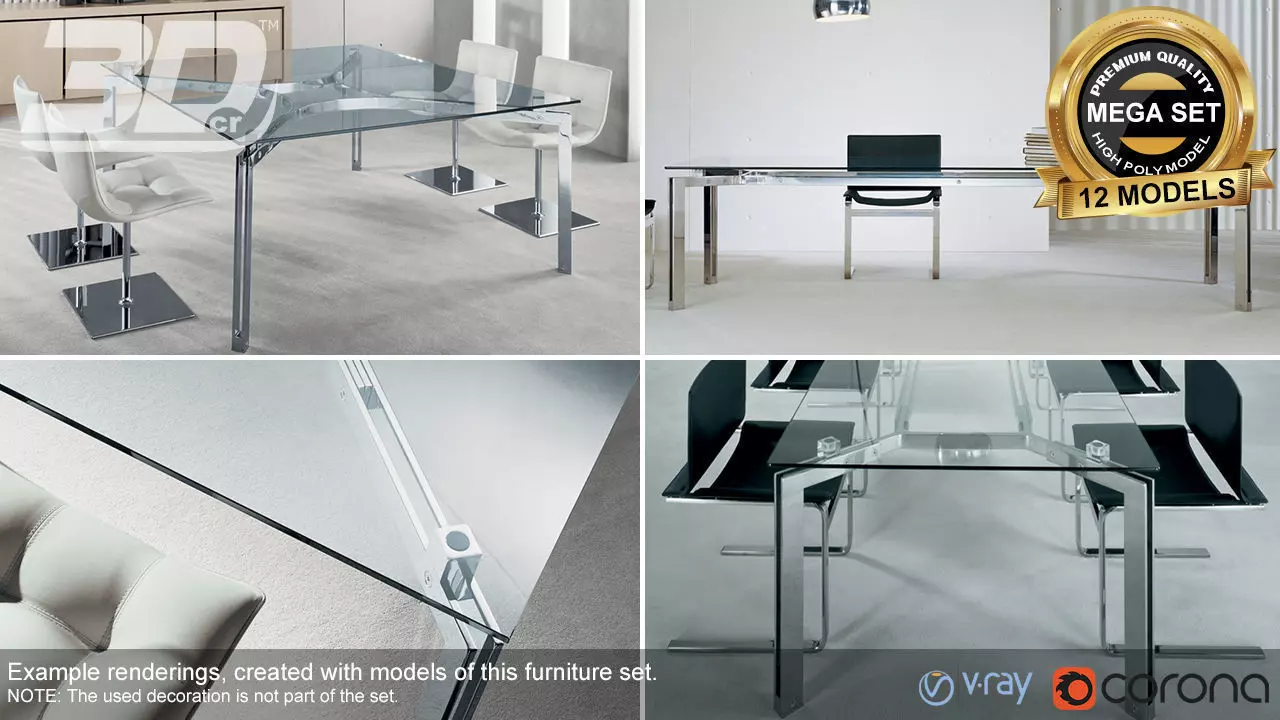 Beatha Table Set 3D model_0