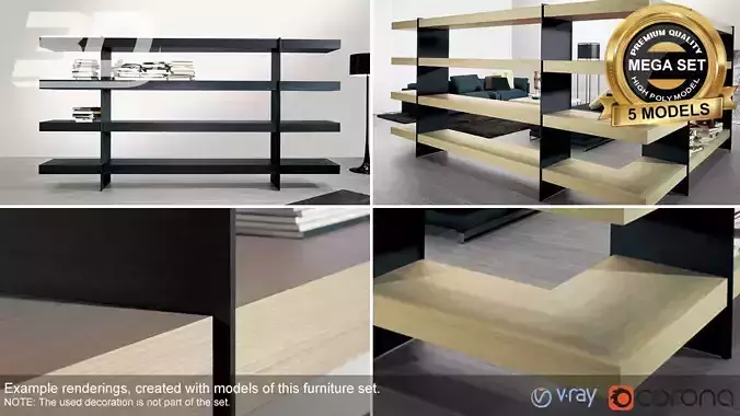 Annihya Set wooden shelf