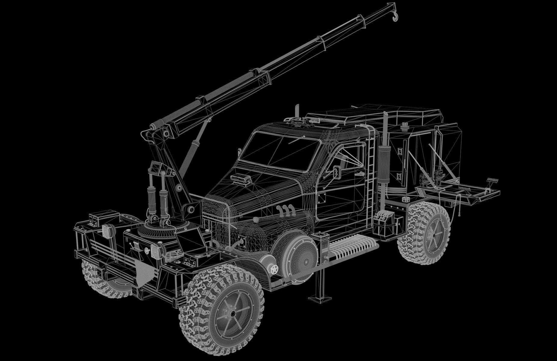 Survival crane truck resource harvester 3D model_3