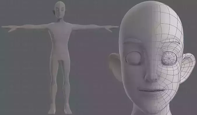 Base mesh man character V11 Low-poly 3D model