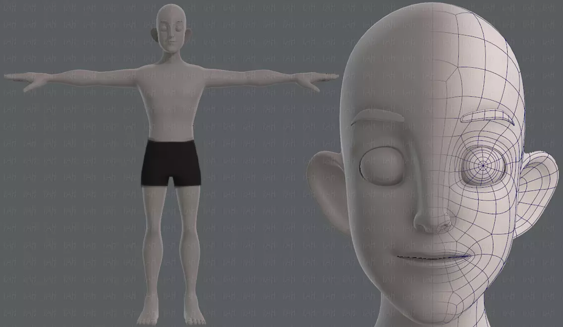 Base mesh man character V11 Low-poly 3D model