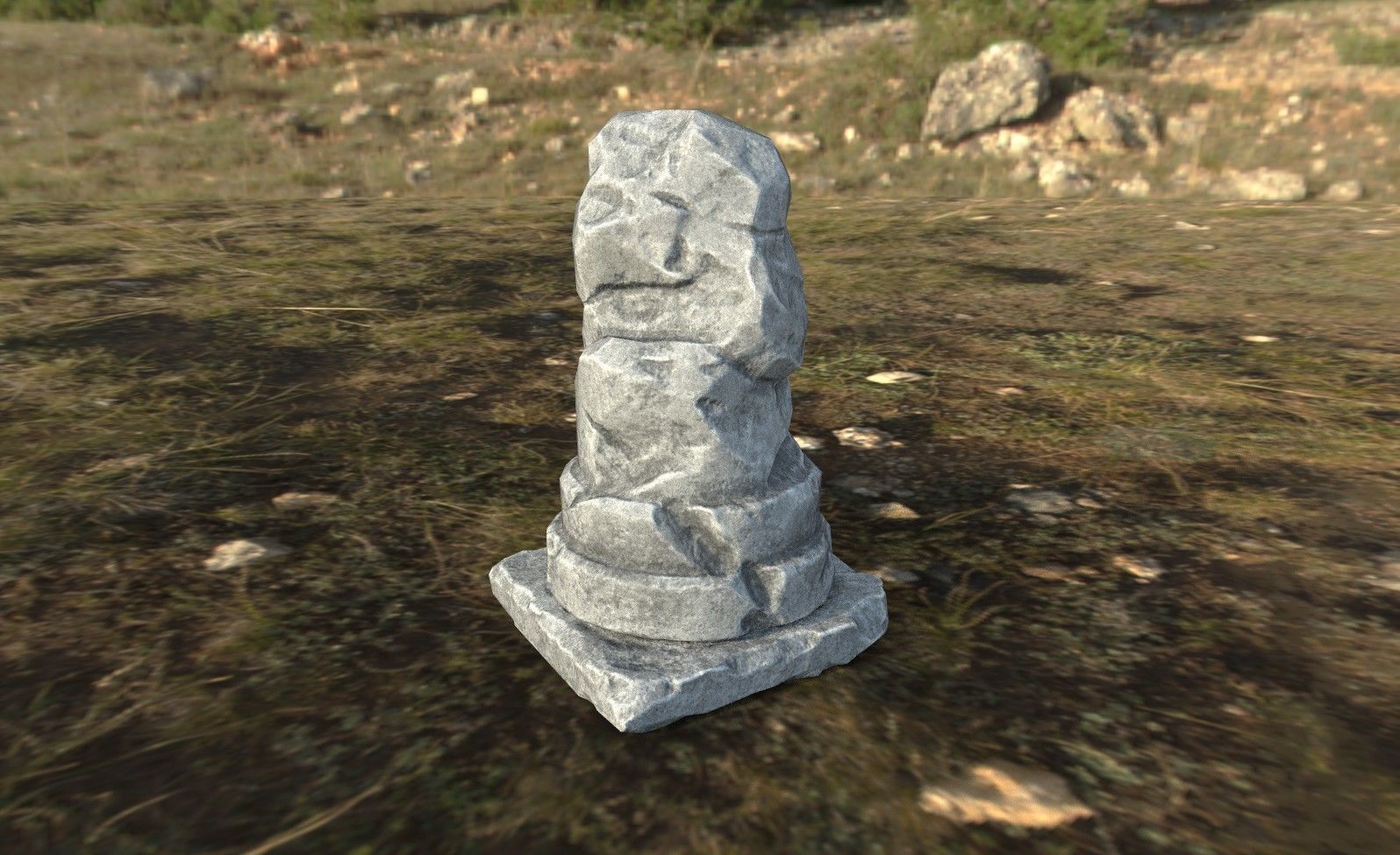 Low Poly Broken Column Low-poly 3D model_9