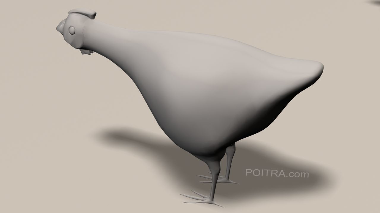 Chicken Ranch - Rooster and 9 Posed Hens - Black -  3D model_14