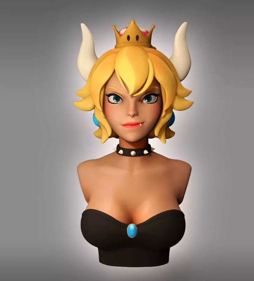 Bowsette 3D Print Model legend of zelda person bust 3D print model