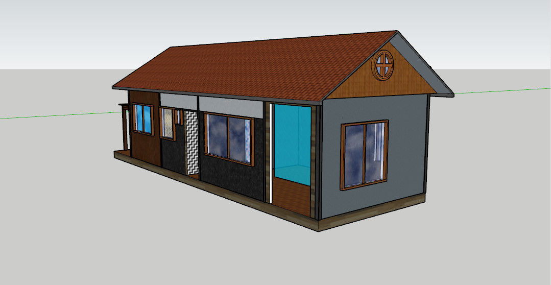 House with roof and windows Low-poly 3D model_8