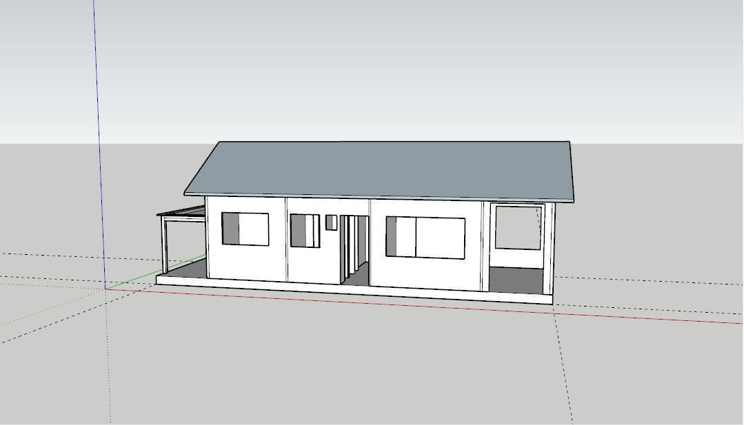 House with roof and windows Low-poly 3D model_1