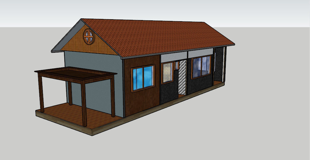 House with roof and windows Low-poly 3D model_6