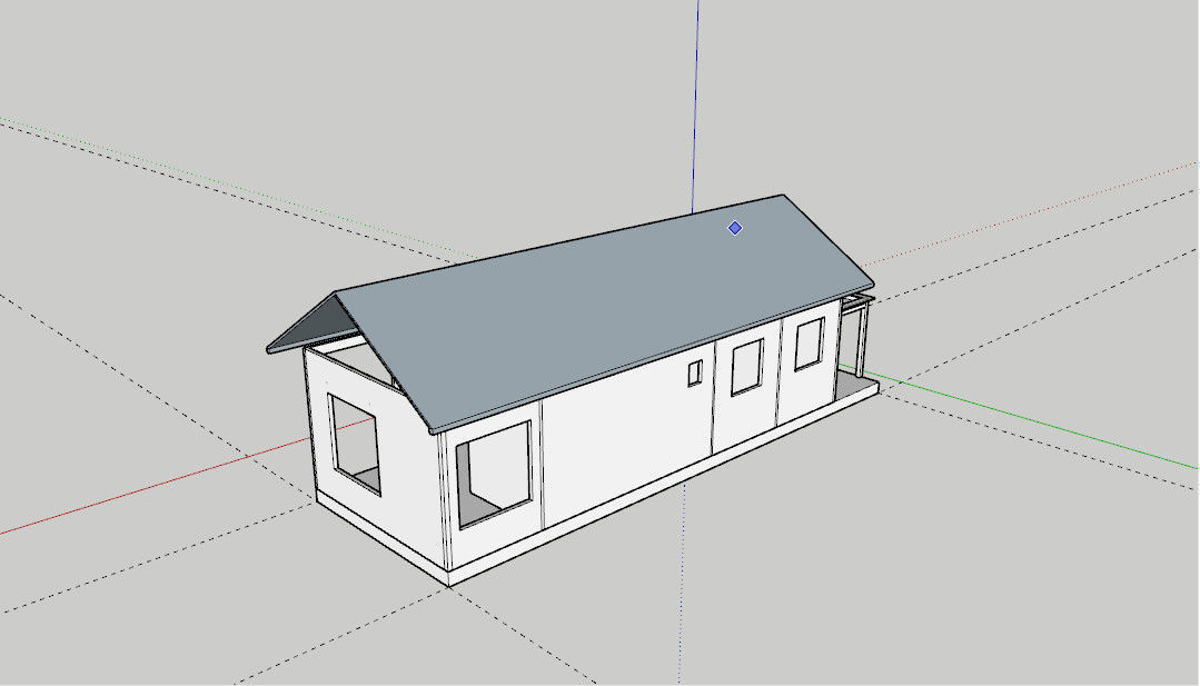 House with roof and windows Low-poly 3D model_3