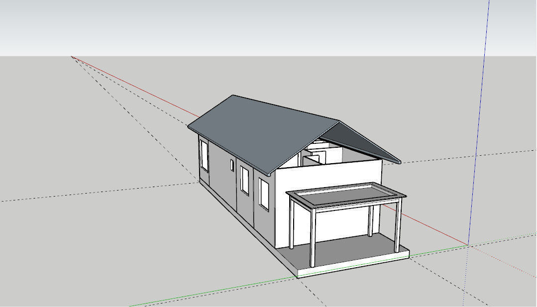 House with roof and windows Low-poly 3D model_4