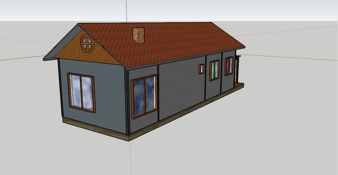 House with roof and windows Low-poly 3D model_7