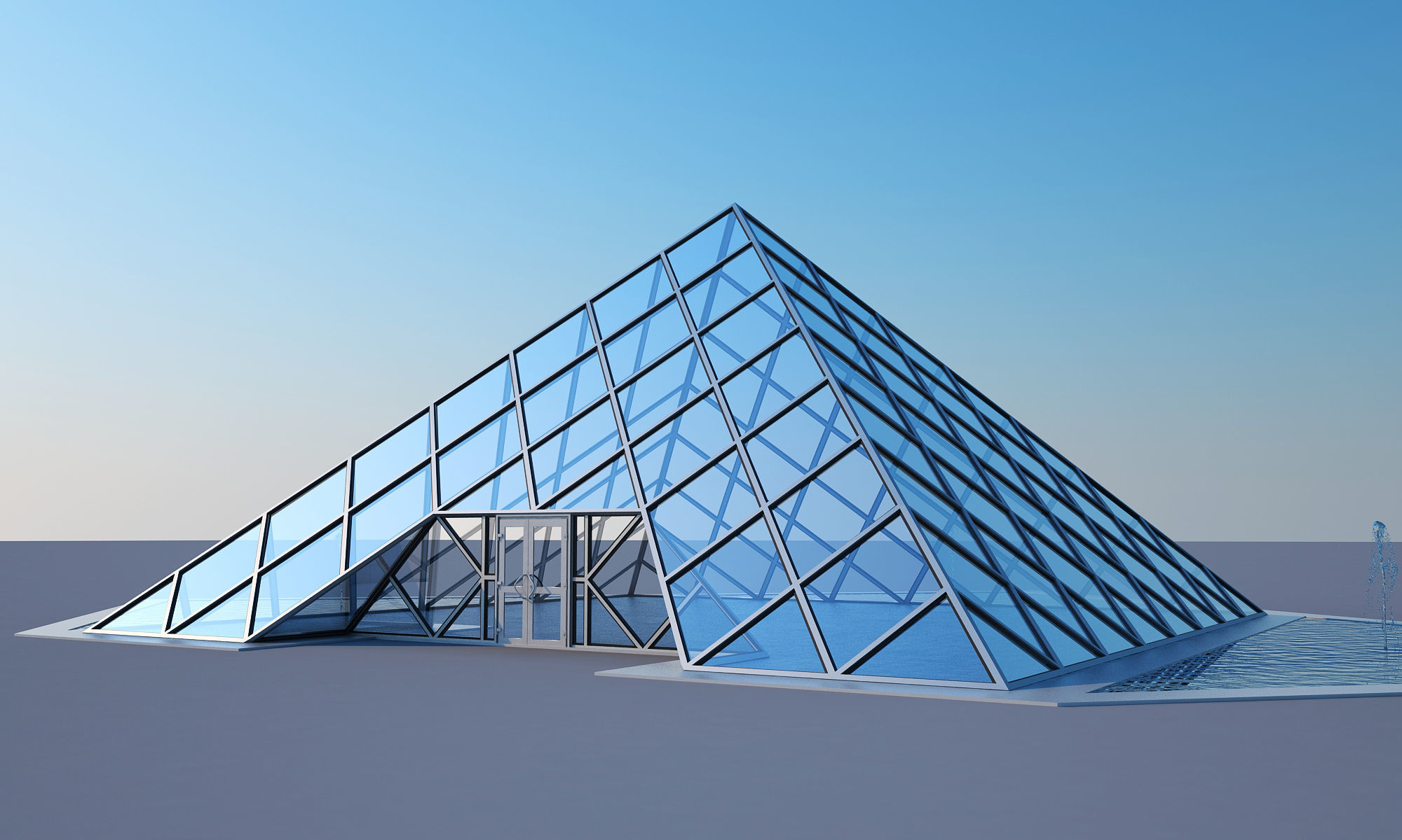Glass Pyramid 3D model_3