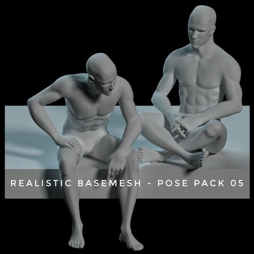 Realistic Human Basemesh - Male - Pose Pack 05 Low-poly 3D model