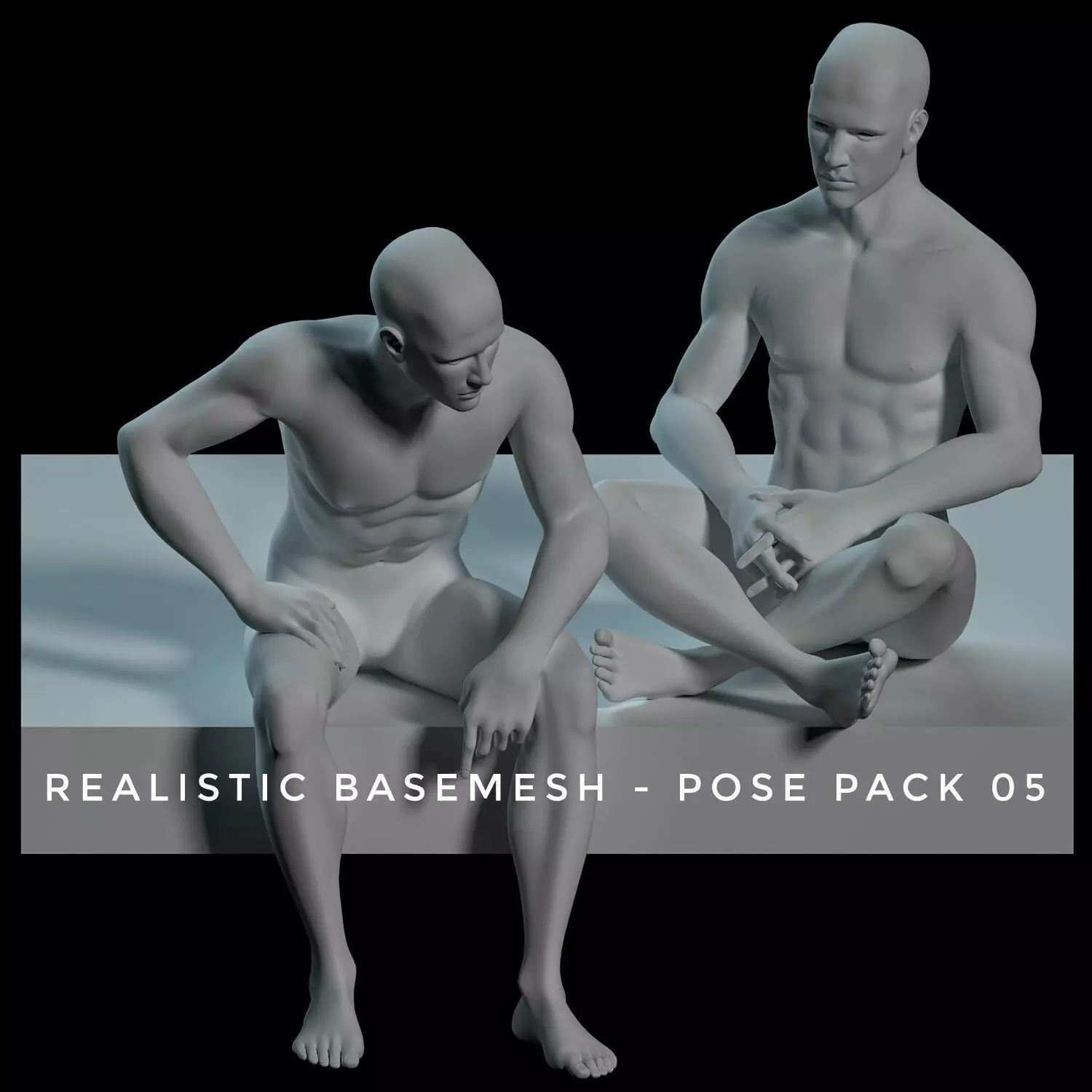 Realistic Human Basemesh - Male - Pose Pack 05 Low-poly 3D model