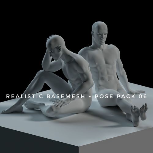 Realistic Human Basemesh - Male - Pose  Pack 06 Low-poly 3D model