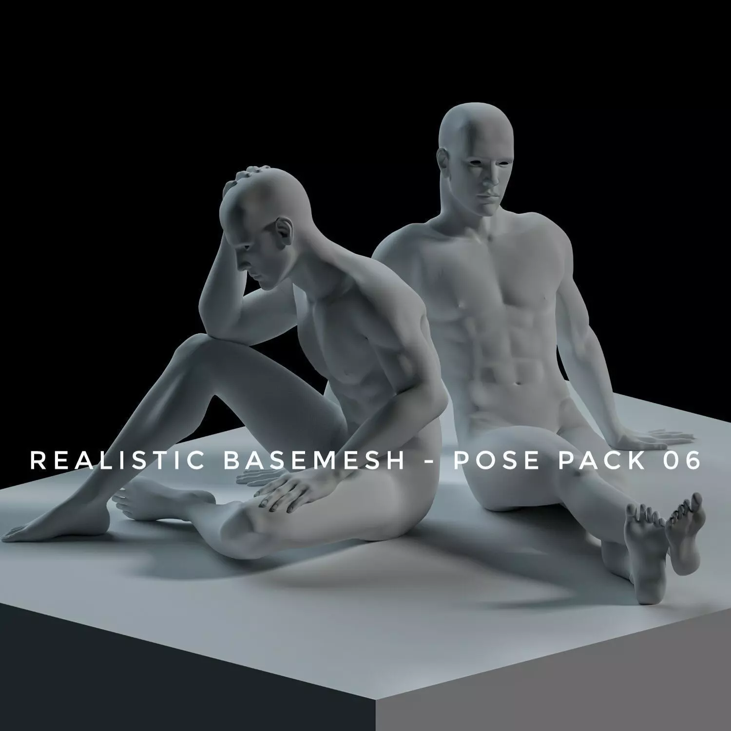 Realistic Human Basemesh - Male - Pose Pack 06 Low-poly 3D model