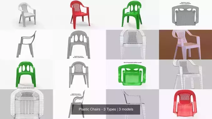 Plastic Chairs - 3 Types