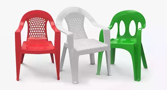 Plastic Chairs - 3 Types 3D Model Collection