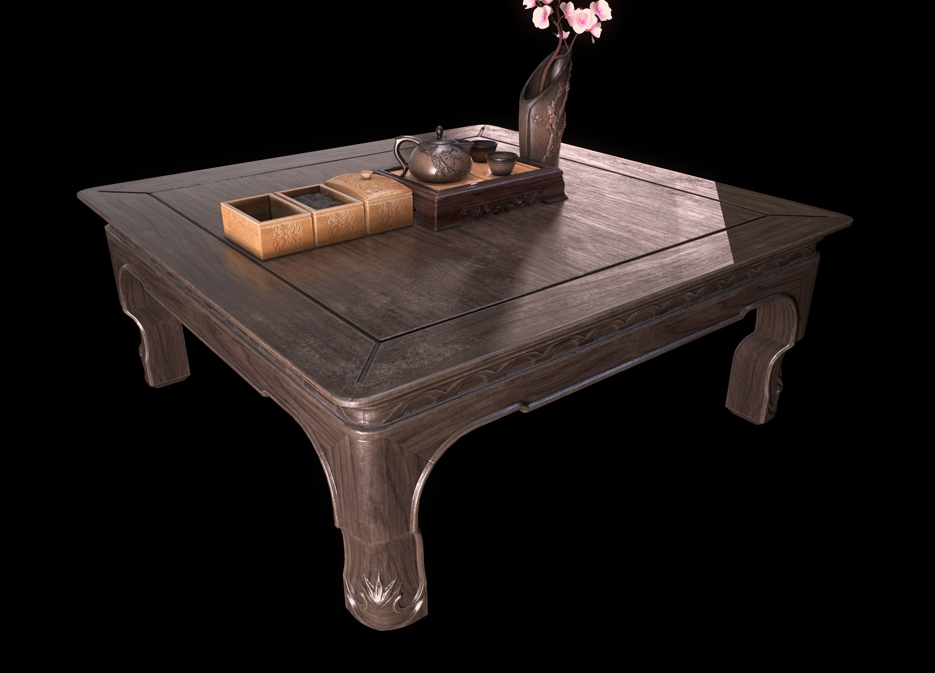 Tea set asset Low-poly 3D model_6